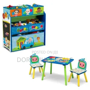 Cocomelon Toddler Table and 2 Chairs With Play Toy Organizer