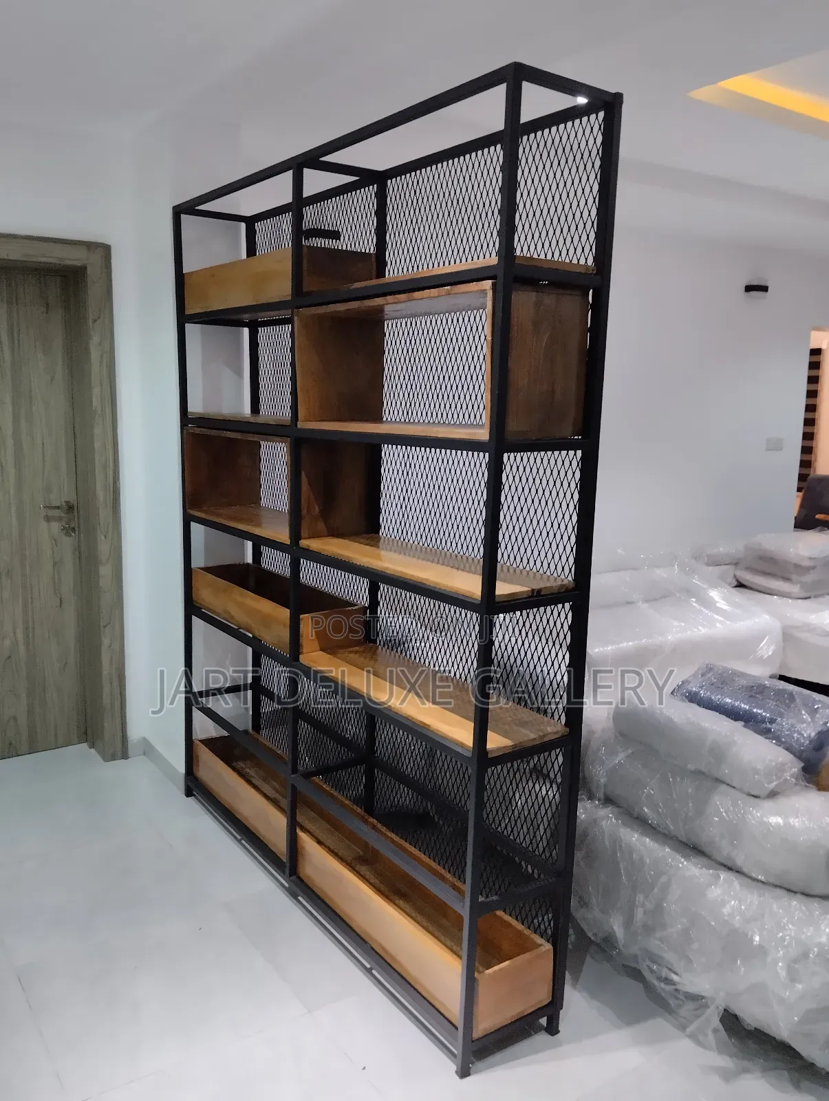 Metal Framed Wooden Screen Shelf