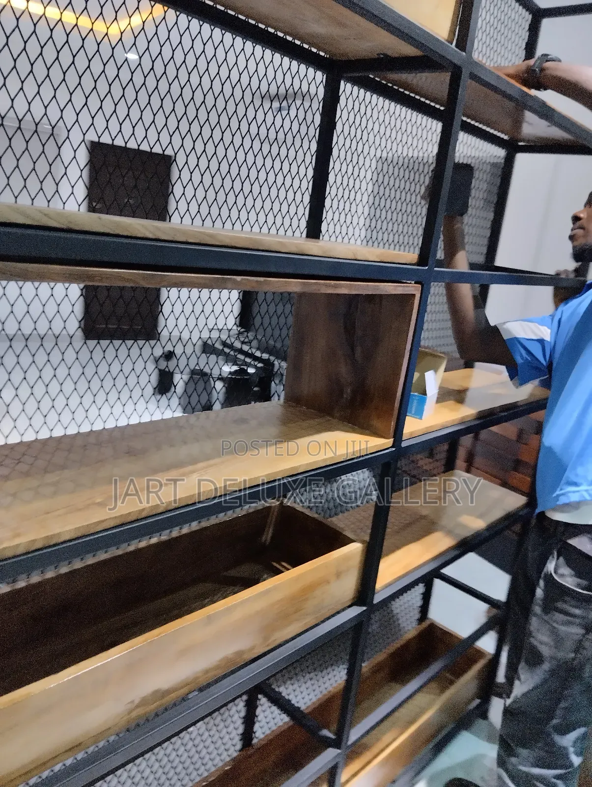 Metal Framed Wooden Screen Shelf