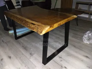 Metal Framed Live Edge Wooden Table