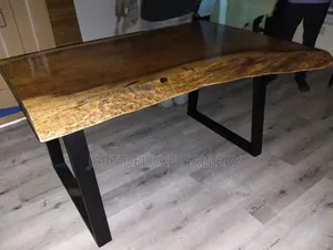 Metal Framed Live-Edge Wooden Dining Table