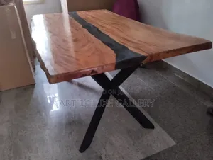Live-Edge Wooden Epoxy Dining Table