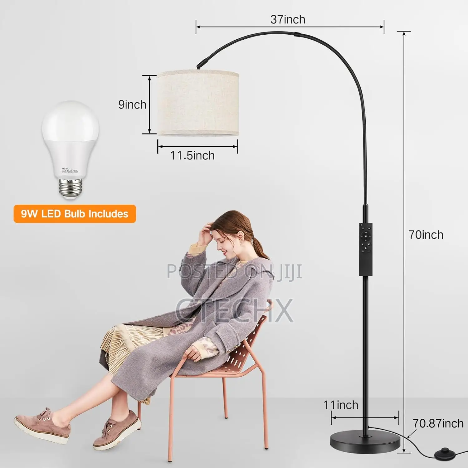 Arc Floor Lamp With Remote Control 70′′ Tall Lamps for Living Room