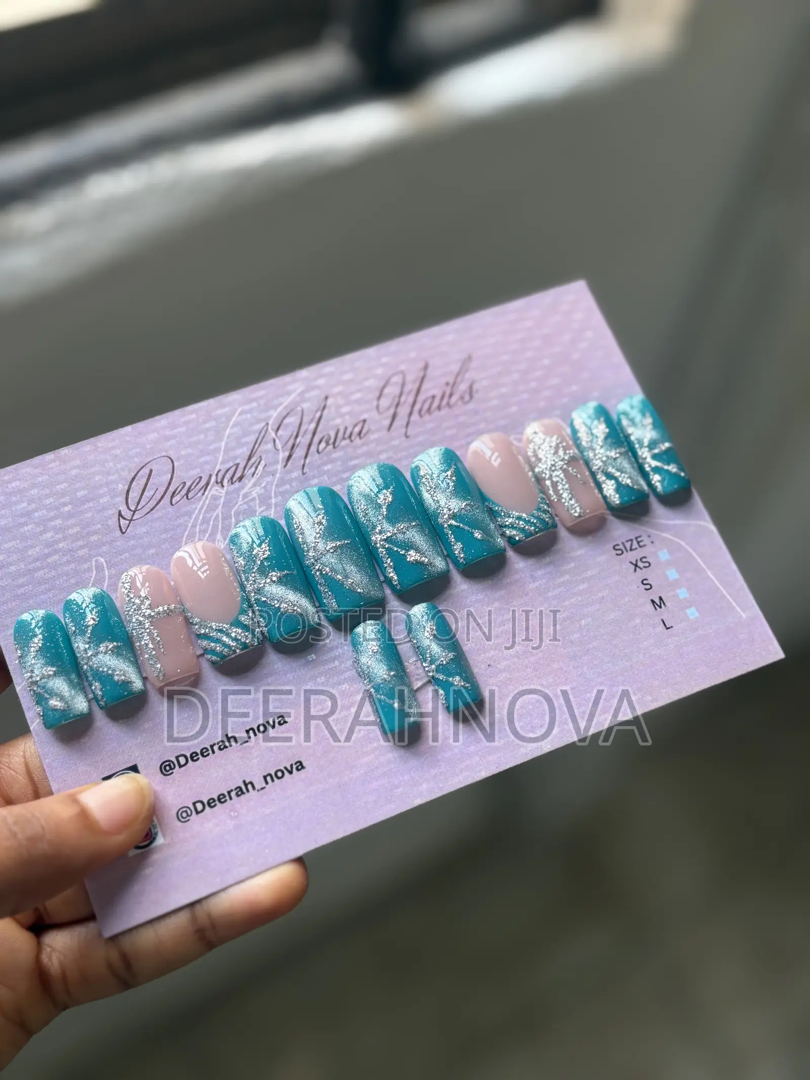 Green Cateye Handmade Press-on Nails