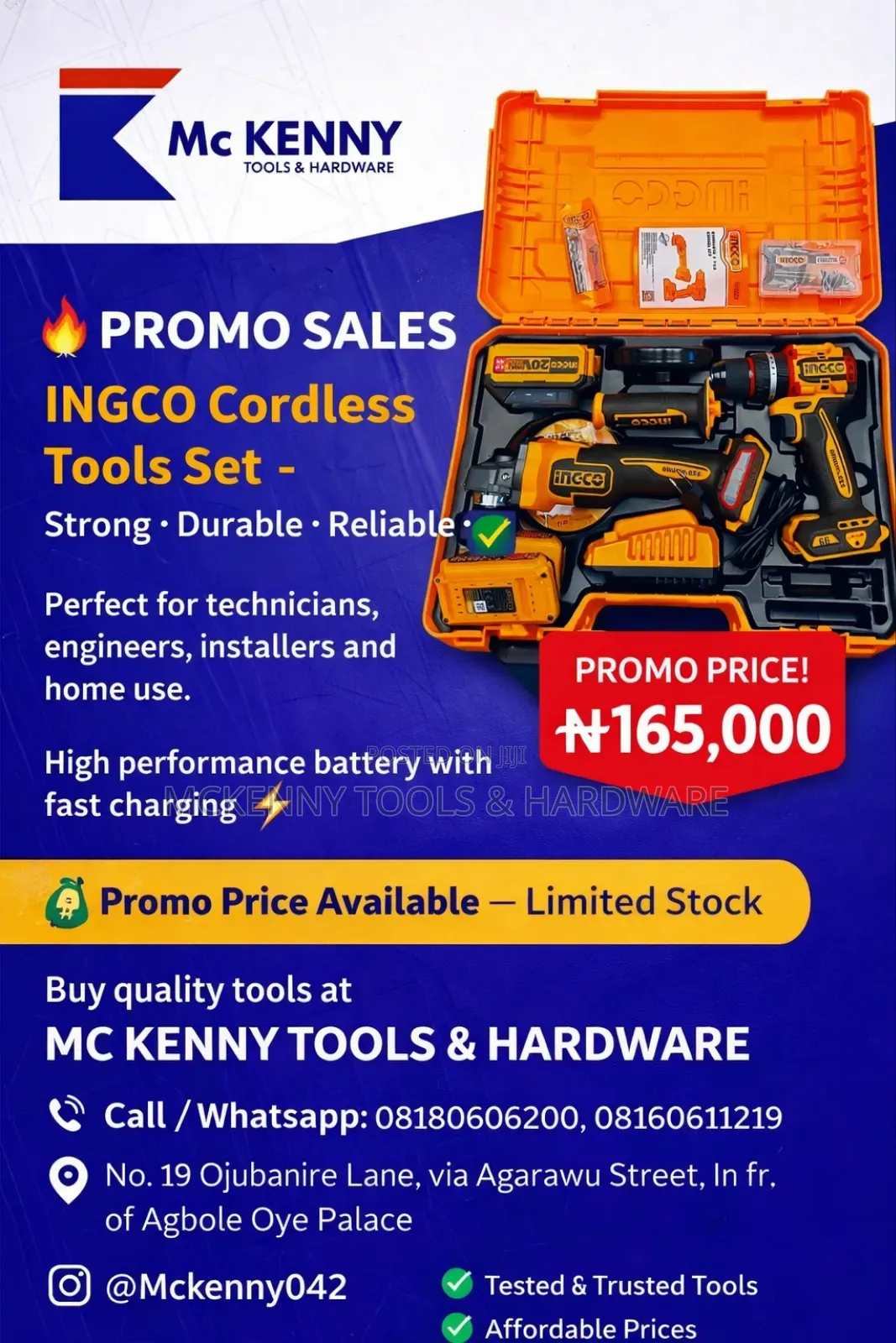 Ingco Brushless Cordless Power Tools Combo Kit – Professional