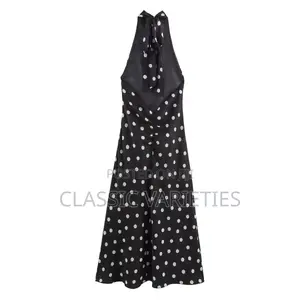 Silk Polka Dot Backless Dress