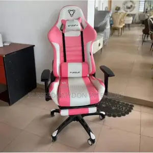 Furgle Computer Racing Gaming Ergonomic Chair + Footrest -Pink
