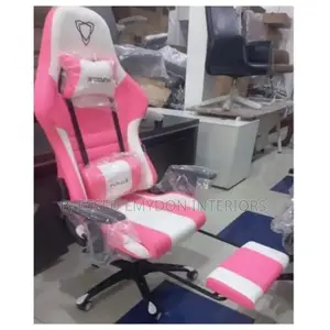 Furgle Computer Racing Gaming Ergonomic Chair + Footrest -Pink