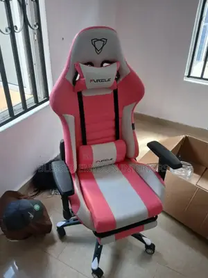 Furgle Computer Racing Gaming Ergonomic Chair + Footrest -Pink