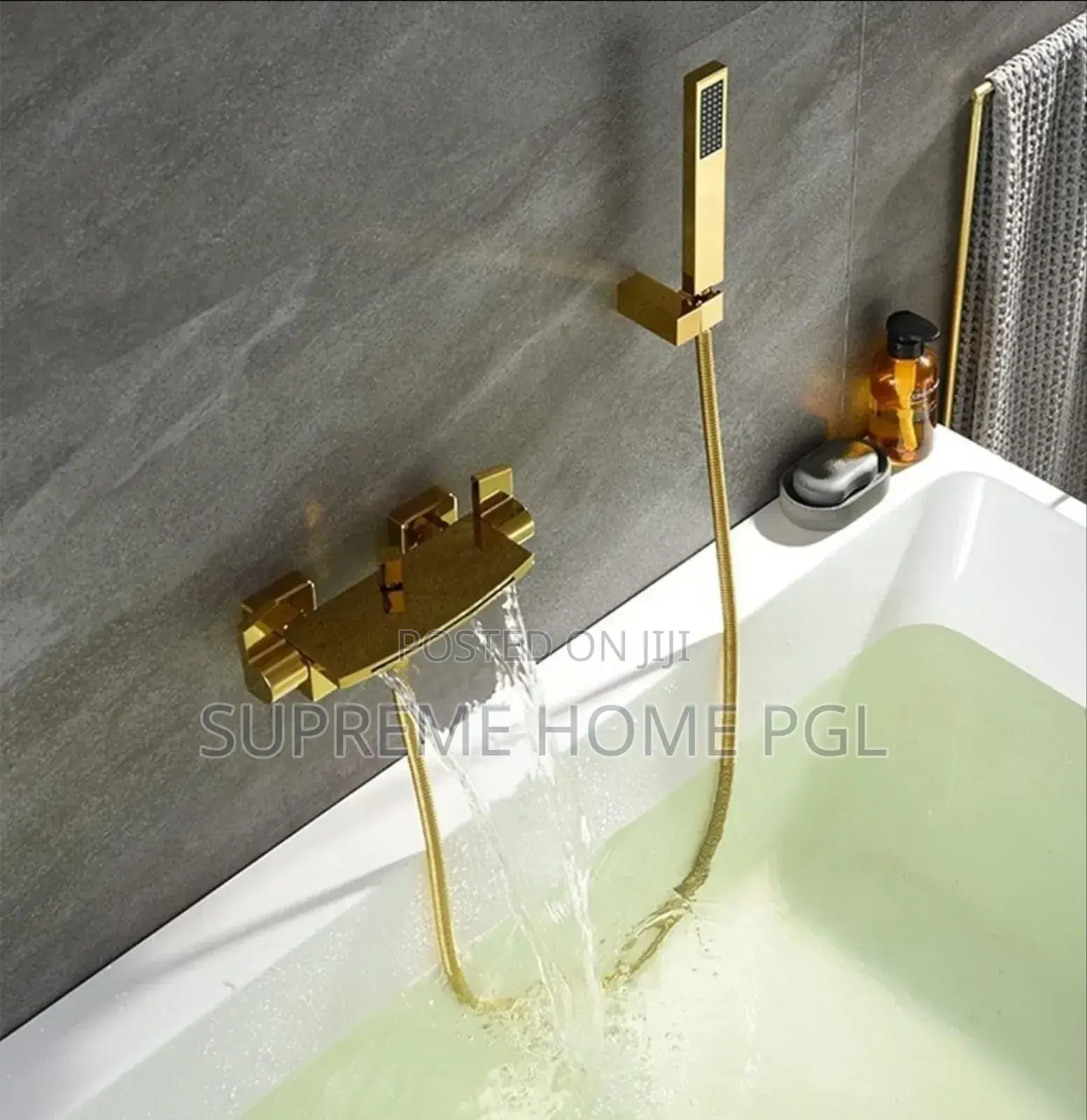 Gold Wall Mounted Waterfall Bath Filler