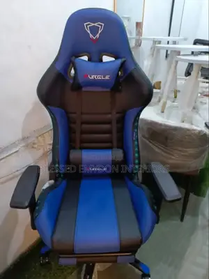 Gaming Ergonomic Chair + Footrest - Blue Black