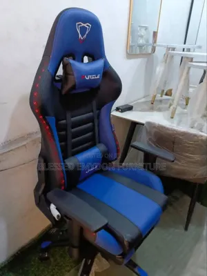Gaming Ergonomic Chair + Footrest - Blue Black