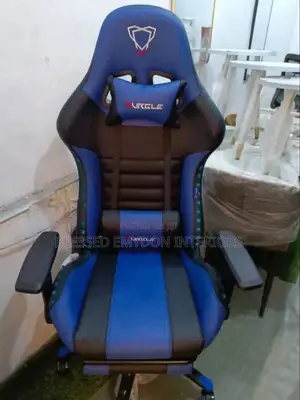 Gaming Ergonomic Chair + Footrest - Blue Black