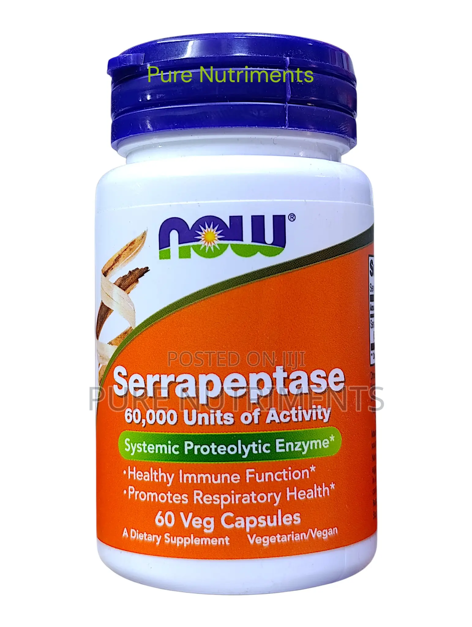Now Serrapeptase 60,000 Units 60 Caps – Immune Respiratory Support