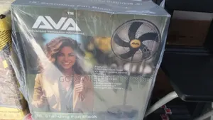 An Ava Advanced Ventilation 18-inch 5-blade Adjustable Standing Fan.