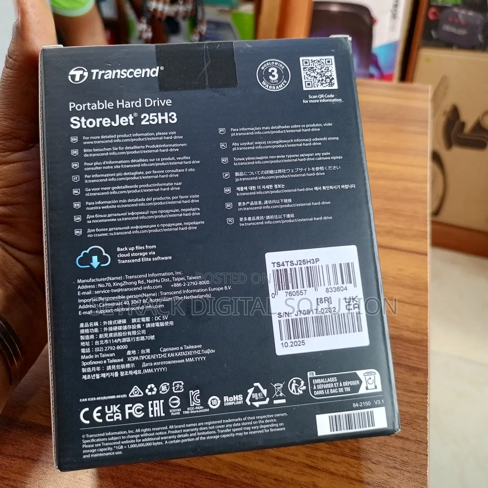 Transcend 4tb Storejet 25h3 Anti-shock External Hard Drive