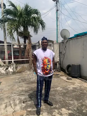 Plain Danshiki With Artwork, Pant and Matching Cap