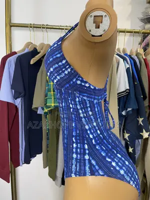 Blue Tie-Dye Pattern One-Piece Swimsuit