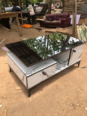 Center Table With Glasstop and Drawesome by Oluwaseun Furniture