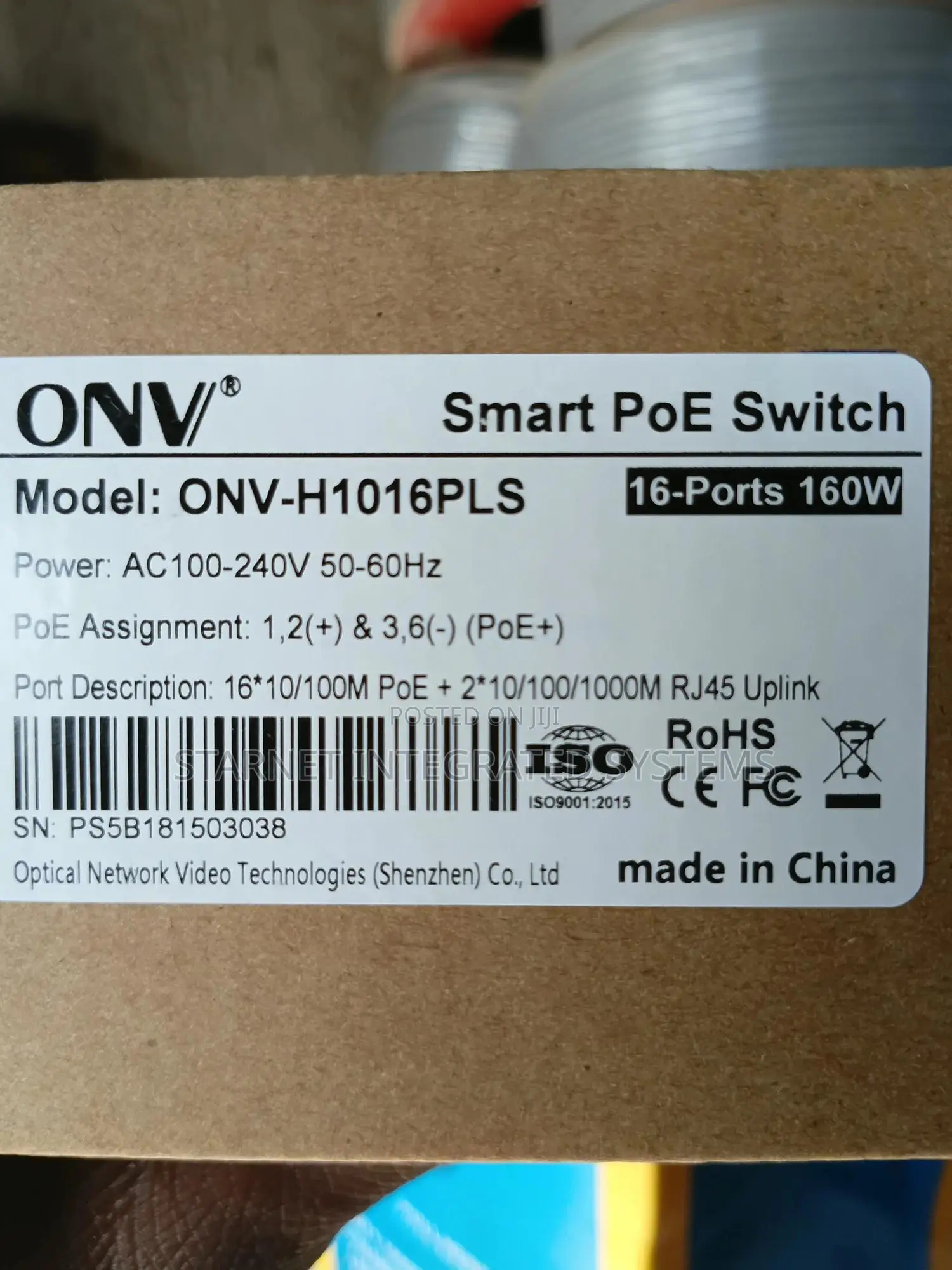 Onv 16 Port 10/100 Network Poe Swicth Onv-H1016pls