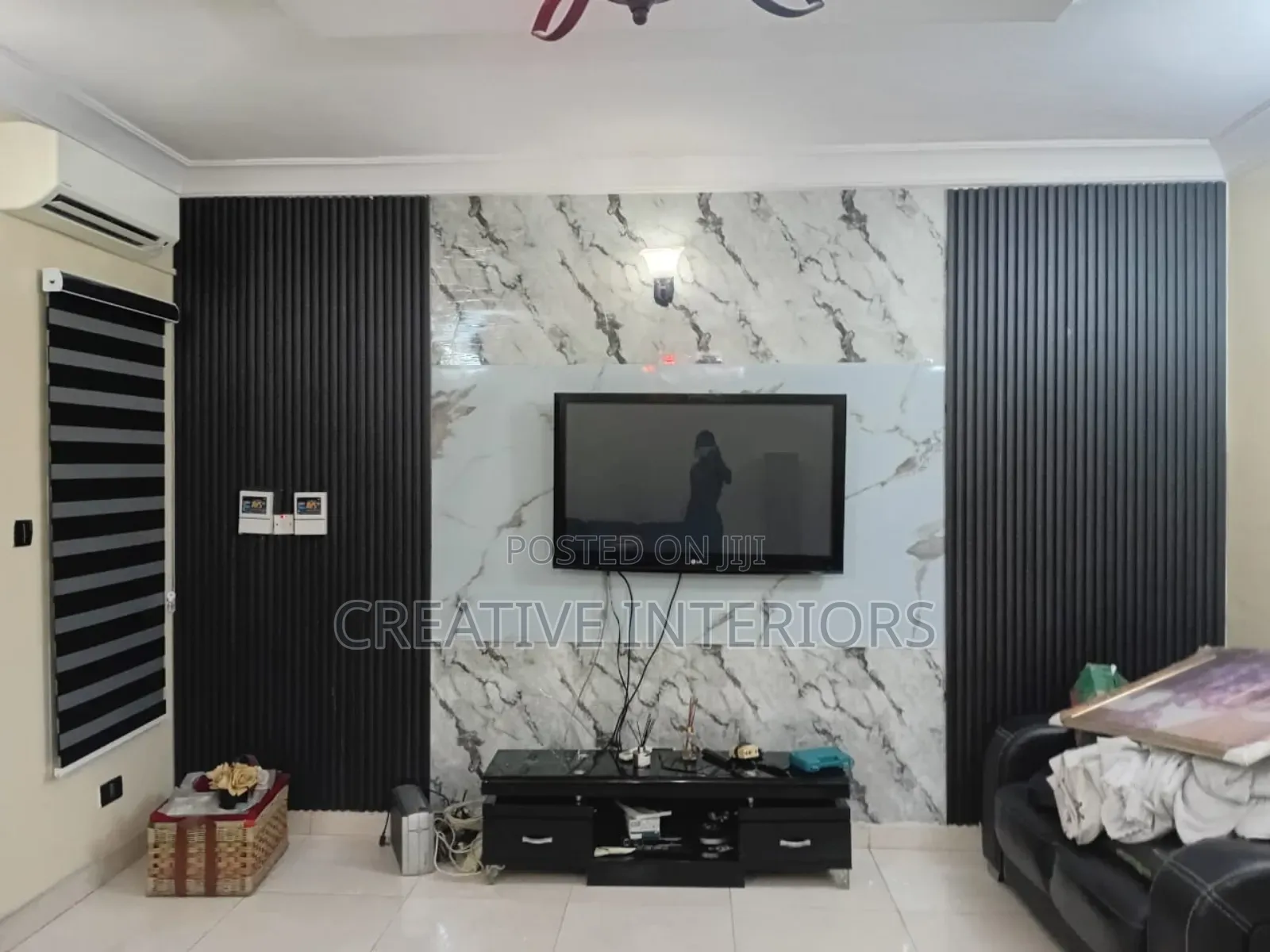Fluted Panel/Marble Sheet Tv Console