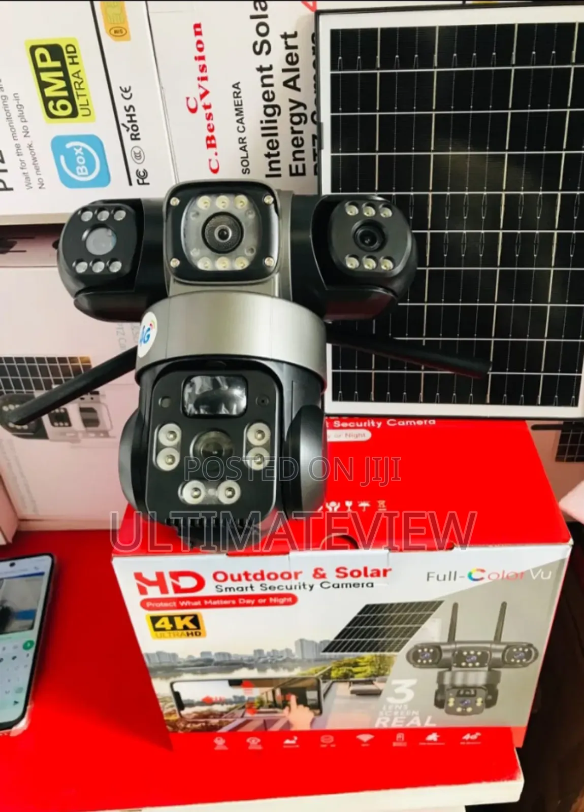 3 Lens Solar Powered Security Camera Simcard