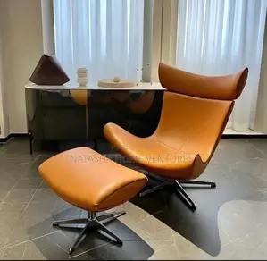 Luxury Leather Lounge Chair and Ottoman