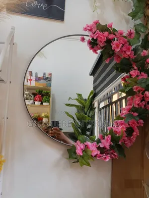 Half Floral Round Mirror
