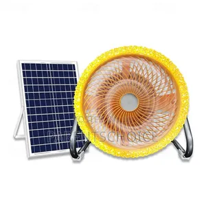 Rechargeable Solar Powered Camping Fan With Led Light