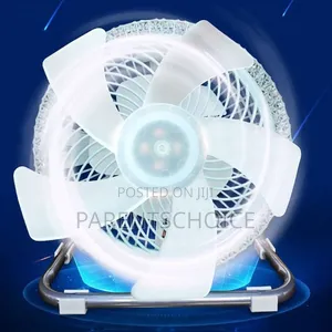 Rechargeable Solar Powered Camping Fan With Led Light