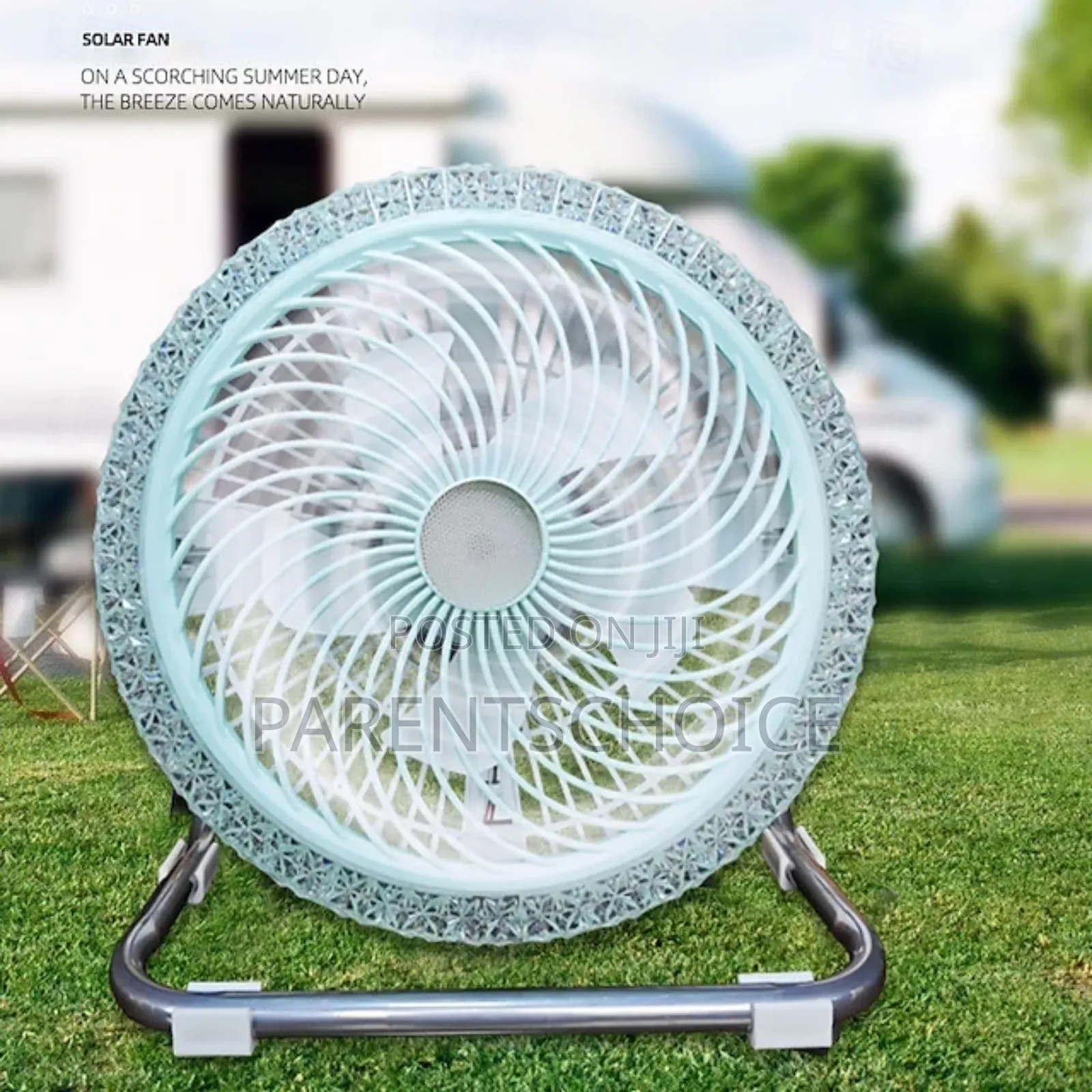 Rechargeable Solar Powered Camping Fan With Led Light