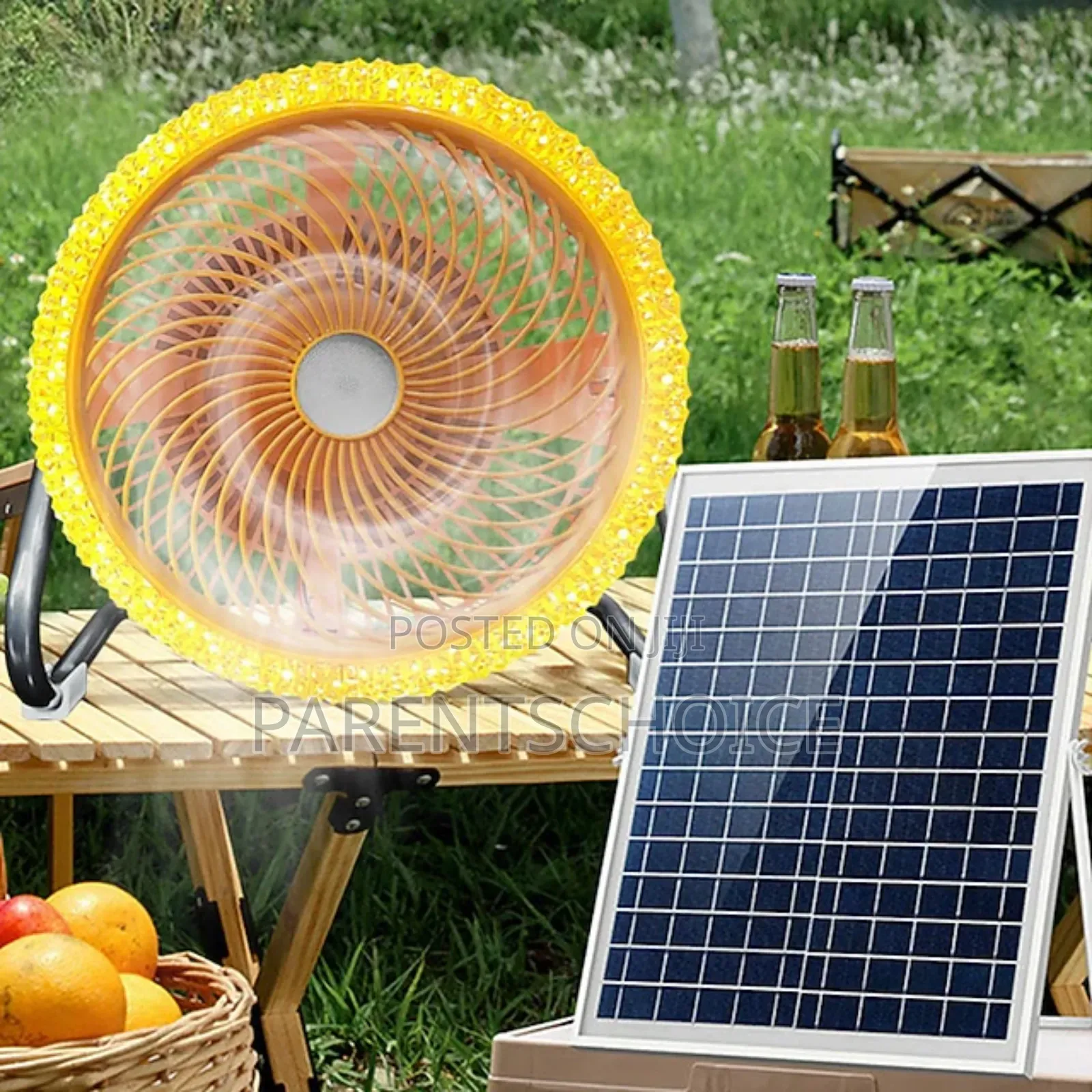 Rechargeable Solar Powered Camping Fan With Led Light