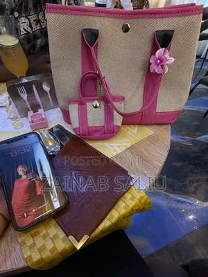Mini Pink Tote Handbag With Matching Pouch Scarf
