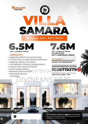 Plots of Land in Villa Samara, Aba, Abia State of Nigeria.