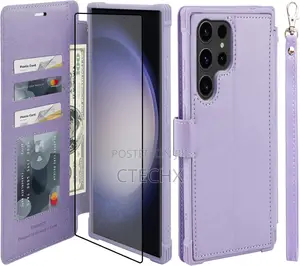 Galaxy S23 Ultra Wallet Case Rfid Flip Leather Cover Clove Purple