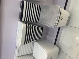 Executive White and Black Striped Design Set Water Closet.