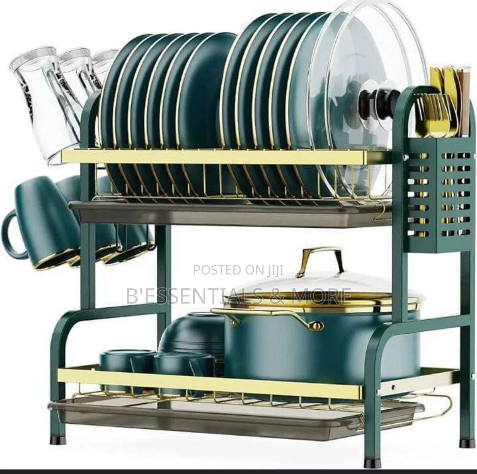 Quality Green and Gold Dish Rack