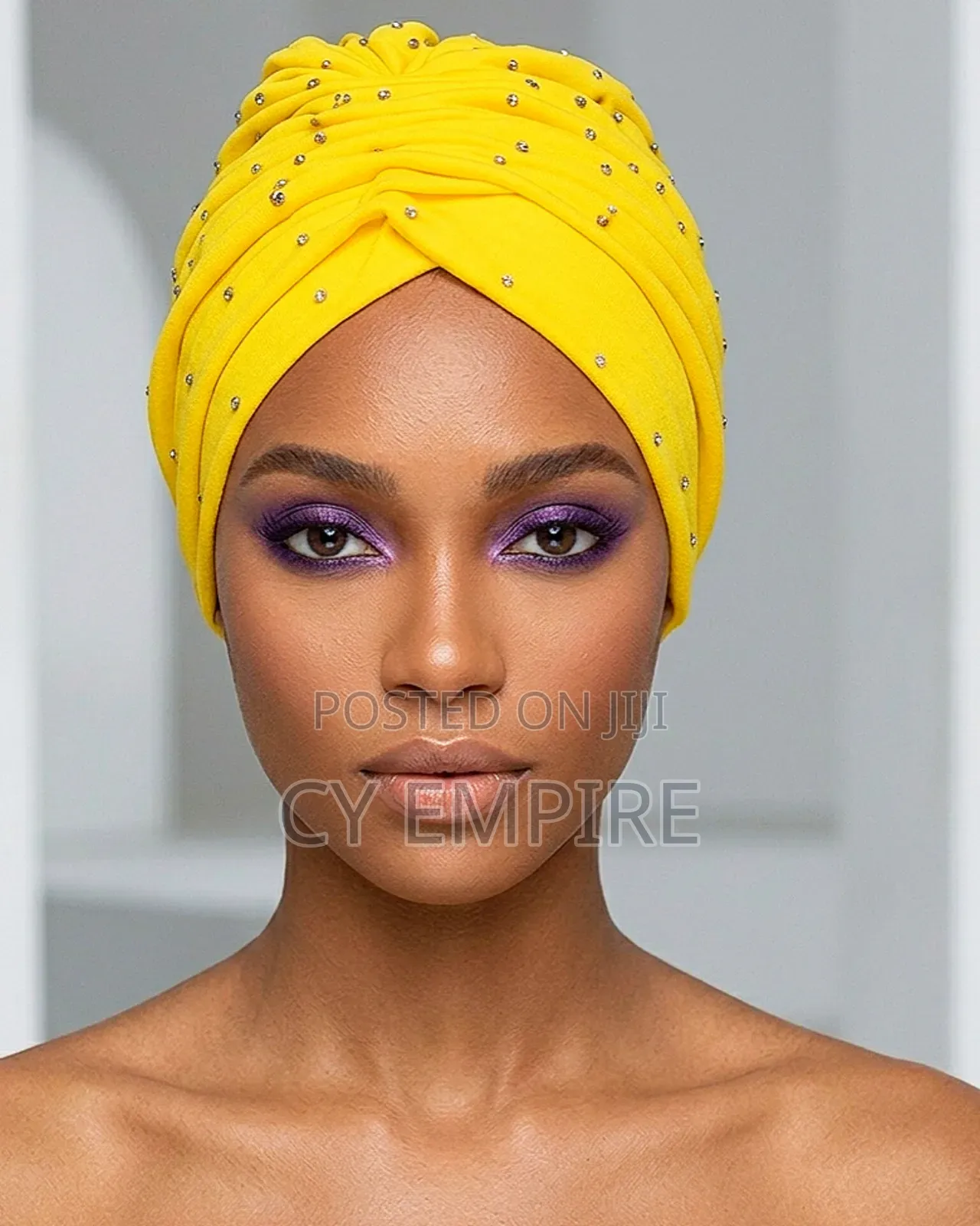 Classic Turban Cap With Rhinestone Studs