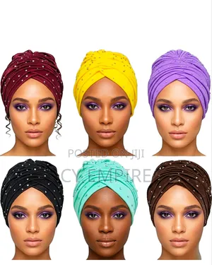 Classic Turban Cap With Rhinestone Studs