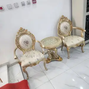 Royal Baroque Accent Chairs + Side Table (3-Piece Set)