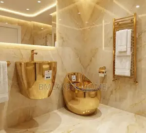 Modern, Opulent Egg-Shaped Water Closet With Suspended Wash Hand Basin