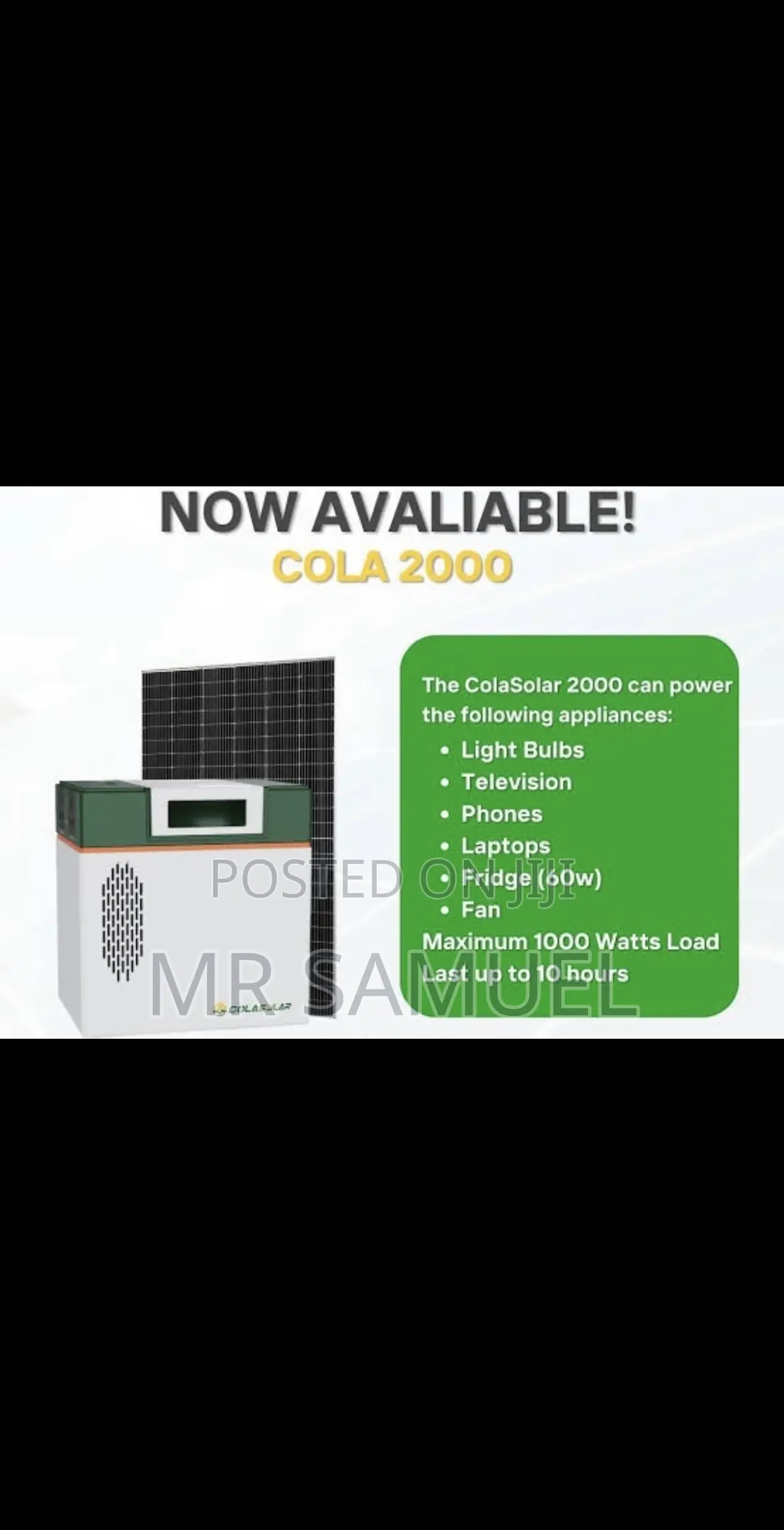 Original Cola 2000 Solar Generator