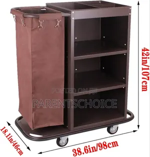 Ousekeeping Service Cart 3-Shelf Janitorial Cleaning Hotel Trolley