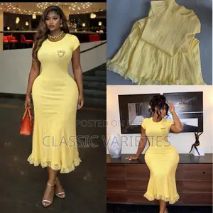 Luxury Lace Trimmed Knitted Fishtail Dress