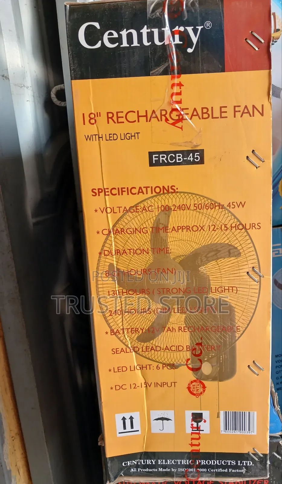Century Rechargeable 18" Fan