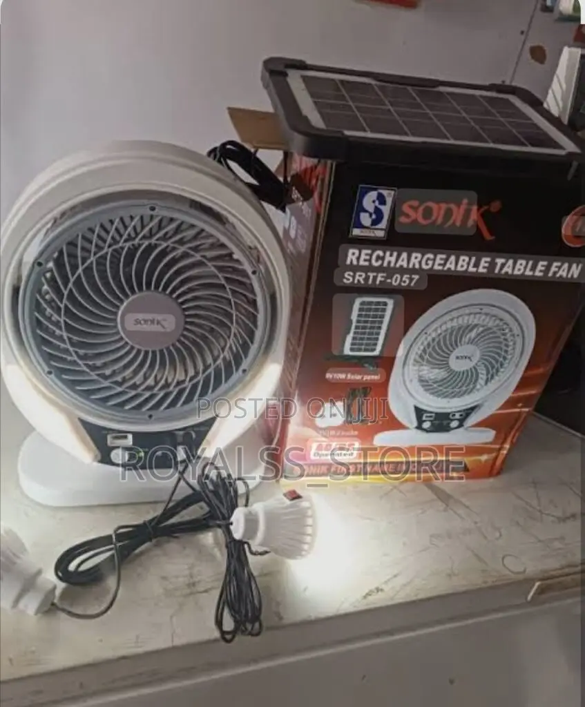 Long Lasting Sonik Rechargeable Table Fan and Solar Panel