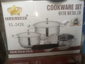 Eleranbe 3pcs Cookware Set With Metal Lid (2428)