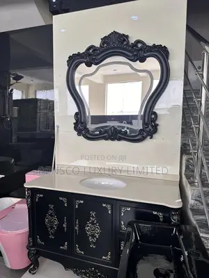 A Black and Gold Royal Bathroom Cabinet.