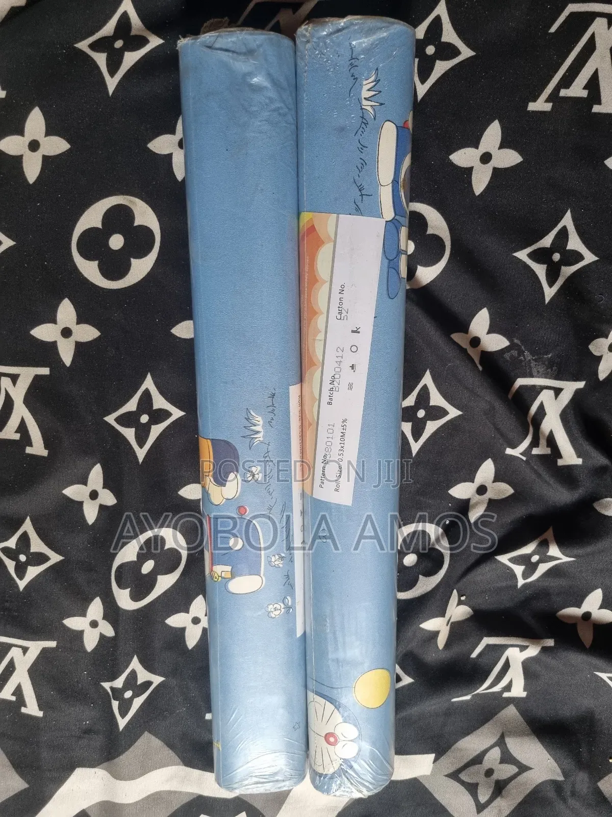 Blue Patterned Wallpaper Roll 10m X 0.53m