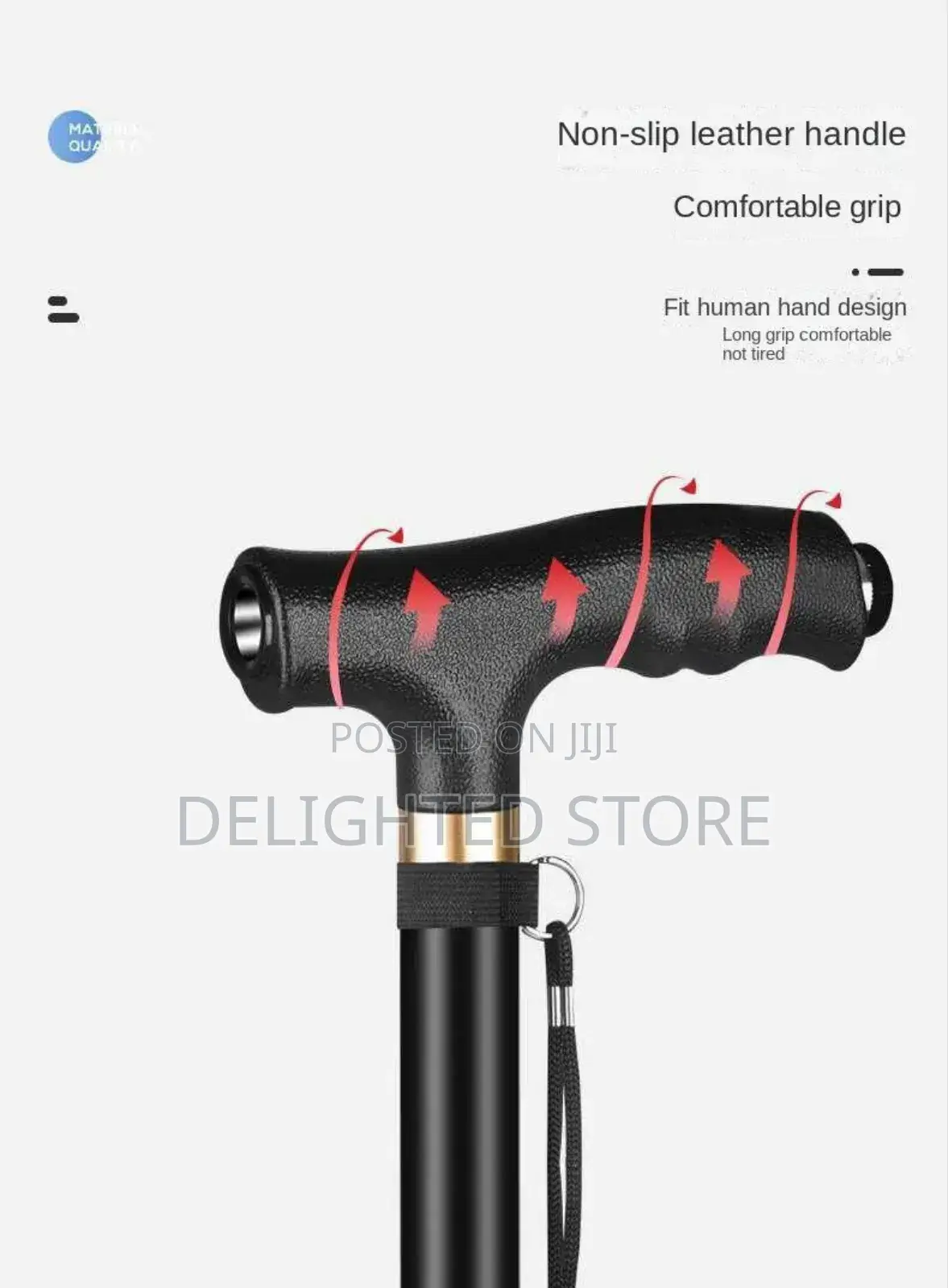 Adjustable Height Anti Slip Multifunctional Walking Stick Flash Light